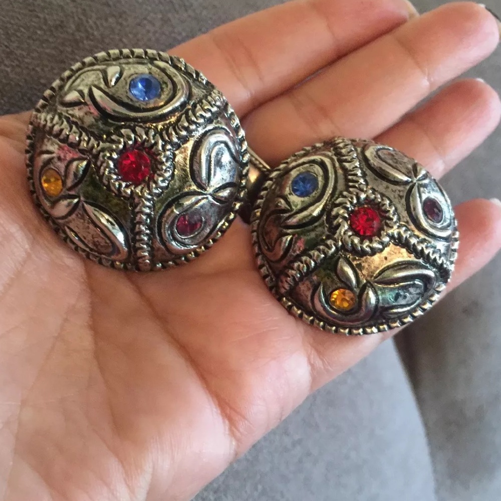Vtg 80's MOD DEP Jeweled Runway Earrings